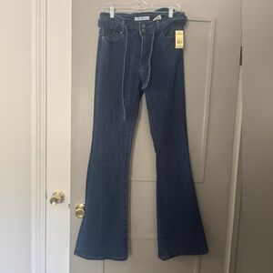 Stetson Dark Blue Flare Jeans with Tie Waist